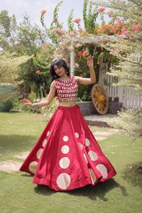 <b>Red</b> color Flared Lehenga Choli for Women Chaniya Choli With Dupatta Gujarati Festive Dress Navratri Lehenga for Women - Product Image 1