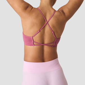 Sujetador deportivo de alta resistencia para mujer con diseño cruzado en la espalda, cuello en V profundo, ropa de entrenamiento, fitness, alta elasticidad, sin espalda, sin costuras, para yoga. - Product Image 2