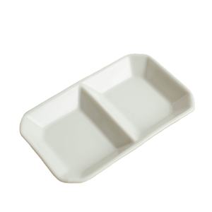 Plato Rectangular de Cerámica de 2 Secciones para Salsas y Condimentos, Apto para Lavavajillas y Microondas, Ecológico, para Uso en Restaurantes y Hoteles - Product Image 1