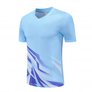 2026 New Design Men's V-Neck Short Sleeve <b>Geometric</b> Print Quick Dry Knitted Sport T-<b>Shirt</b> Regular Fit White Polyester - Product Image 6