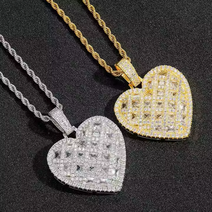 Collier pendentif cœur Vintel en moissanite, argent 925 plaqué or, chaîne à maillons, bijoux tendance, cadeau pour femme - Anniversaire - Product Image 5