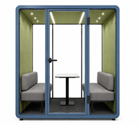 Cabine de réunion insonorisée Focus Pod 4 places avec structure en aluminium, éclairage LED et design acoustique pour usage professionnel