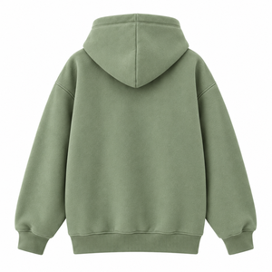 Sudadera con capucha de invierno para mujer, verde salvia, con cremallera, bordado de guirnalda, lazo, árbol, campana, copo de nieve, visco y diseño frontal temático - Product Image 6