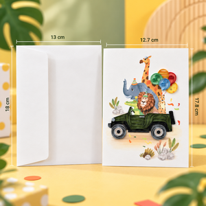 Carte de vœux personnalisée faite à la main en quilling sur le thème des animaux de la savane, papeterie en papier, carte cadeau, Vietnam Digital - Product Image 2