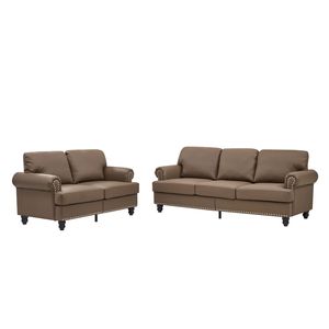 Sofá Loveseat de Diseño Clásico Moderno de 2+3 Plazas, Tapizado en Imitación de Cuero Vacuno, para Conjuntos de Sala de Estar - Product Image 3