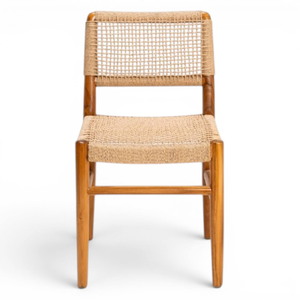 Sillas de Ratán Natural, Silla de Teca con Asiento y Respaldo Tejidos, Muebles de Exterior, Diseño de Madera Sólida y Duradera, EN OFERTA - Product Image 2