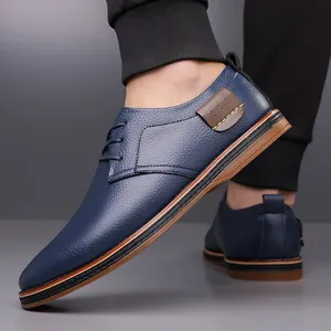Chaussures habillées en cuir véritable pour hommes, style Oxford Brogue à lacets, chaussures décontractées italiennes de luxe, mocassins et loafers grandes tailles - Product Image 6