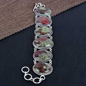 Dragon Blood Jasper <b>Bracelet</b> 925 Sterling <b>Silver</b> Plated Boho Handmade Gemstone Jewelry Statement Gift - Product Image 2