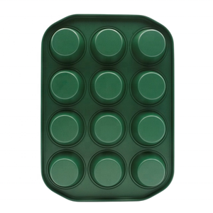 Moule à muffins 12 cavités, revêtement antiadhésif de haute qualité pour un démoulage facile, accessoires de pâtisserie et outils à dessert - Vert - Product Image 6