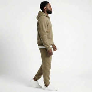 Men 2 Piece Winter <b>Tracksuit</b> Set Quarter Zip Hoodie Fleece Jogger Pants Warm Thick Custom OEM Wholesale Manufacturer - Product Image 3