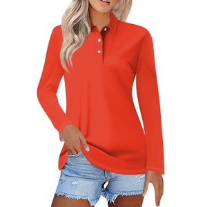 Camisas Casuales al por Mayor, Camisetas de Tenis Personalizadas de Manga Larga, Ecológicas, de Secado Rápido, Transpirables, de Poliéster, Polos de Golf para Mujer - Product Image 4