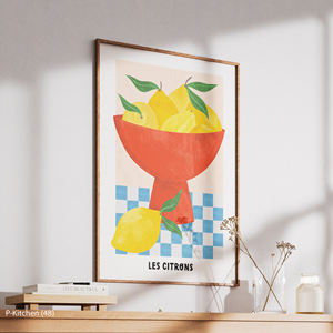 Cuadro Abstracto de Frutero con Limones, Ilustración en Lienzo, Arte Moderno para Cocina, Impresiones Coloridas y Estéticas, Decoración de Pared para Carrito de Bar, Madera - Product Image 3