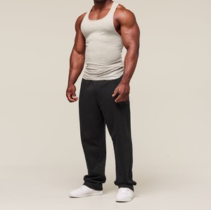 <b>Men's</b> <b>Black</b> Knitted Tank Top O-Neck Solid Breathable Casual <b>Vest</b> 100% Polyester - Product Image 3