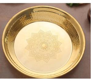 Plateau de service rectangulaire en laiton massif doré de haute qualité, finition dorée, décoratif, pour la maison - Product Image 2