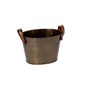 Bac à boissons antique avec poignées en cuir, qualité alimentaire, fournitures de bar personnalisées pour fêtes et événements, grande capacité, seau à glace vintage - Product Image 1