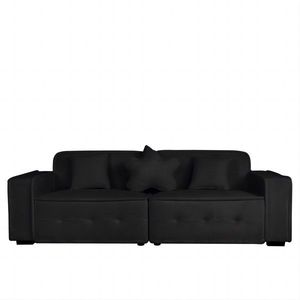 Sofá Seccional Chesterfield Moderno de Terciopelo Negro para Sala de Estar con 3 Cojines y Patas - Product Image 5
