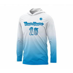 Camiseta de Baloncesto Personalizada con Capucha de Manga Larga – Degradado de Blanco a Azul Cielo, Nombre y Número del Equipo Personalizados - Product Image 3