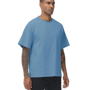 เสื้อยืดคอกลมแขนสั้นสีฟ้าอ่อนสำหรับผู้ชาย ผ้าฝ้ายเจอร์ซีย์ 100% ทรงปกติ สวมใส่สบาย สีพื้น ระบายอากาศได้ดี ดีไซน์แบบถัก - Product Image 6