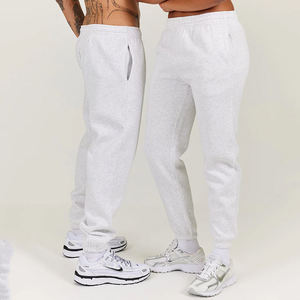 Pantalon de survêtement gris clair pour homme avec taille élastique et poches latérales, pantalon de jogging décontracté en tissu tricoté respirant, idéal pour l'automne - Product Image 1