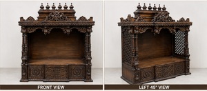 Grand Temple Gopuram en Bois de Teck, Design Premium, Sculpté à la Main, Mandir Swaminarayan en Bois de Teck pour la Maison, Temple Hindou avec Rangement - Product Image 3