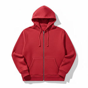เสื้อฮู้ดซิปผู้ชายสีเบอร์กันดี ทรงปกติ ผ้าฝ้ายเฟรนช์เทอร์รี่ สวมใส่สบายๆ สำหรับฤดูใบไม้ร่วง - Product Image 3