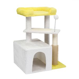 Torre per Gatti a Più Livelli Cozy Cat Condo da 27,5 Pollici con Tiragraffi e Cuccia Imbottita per Gattini, Imballaggio in Cartone per Interni - Product Image 1