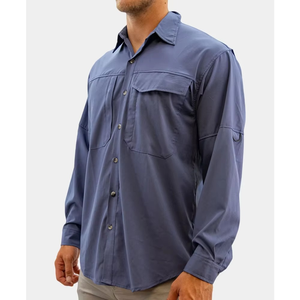 เสื้อเชิ้ตตกปลาแขนยาวติดกระดุมสำหรับผู้ชาย ไซส์ใหญ่ ผ้าสแปนเด็กซ์/โพลีเอสเตอร์ ป้องกันแสงแดด UPF 50 พร้อมโลโก้สั่งทำได้ - Product Image 6