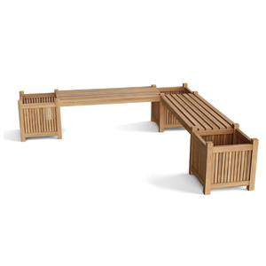 ม้านั่งไม้สักแบบโมดูลาร์สำหรับสวน พร้อมกล่องปลูกต้นไม้ในตัว - Product Image 3