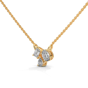 Gold Color Three Stone Pendant Necklace Diamond Look Clasp Chain Jewelry for Women Party <b>Gift</b> - Product Image 2