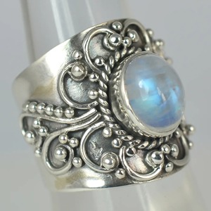 Blue Fire Rainbow Moonstone <b>Ring</b> 925 Sterling <b>Silver</b> Handmade <b>Statement</b> Promise <b>Ring</b> for Women Boho Oval June Birthstone Jewelry - Product Image 5