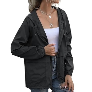 New Design Outdoor Women <b>Windbreaker</b> Jackets High Quality Sports Stylish <b>Black</b> Color Polyester Zipper Hoodie Wind Breaker Jacket - Product Image 3