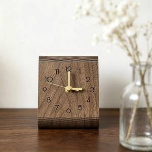 Minimalist Walnut Desk <b>Clock</b>, Modern Bent-Wood Timepiece, Mid-Century Home Office Decor Smart Table <b>Clocks</b> - Product Image 2