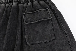 Pantalones Cortos de Hombre de Felpa Francesa con Diseño Nuevo y Bordado Desgastado, Estilo Vintage, Lavado al Sol, Efecto Ácido - Product Image 5