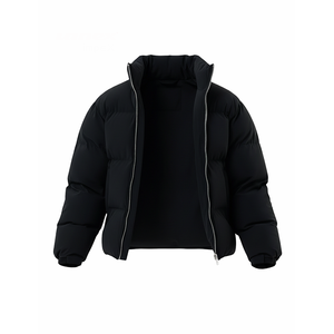 Veste matelassée noire de haute qualité pour homme, col montant, chaude et épaisse pour l'hiver, coupe ajustée, fermeture éclair, veste décontractée pour l'extérieur - Product Image 3