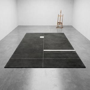 Luxury Modern <b>Charcoal</b> <b>Grey</b> Geometric Hand Tufted Wool Area <b>Rug</b> Abstract Linear Pattern Decorative Carpet for Livin Room - Product Image 1