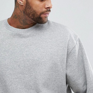 Sweat-shirt gris personnalisé pour homme, streetwear, pull à épaules tombantes, coupe oversize, en molleton de coton épais, col rond, unisexe, coupe ample - Product Image 3