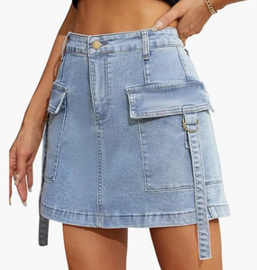 Jupe en jean style vintage pour femme, taille haute, respirante, séchage rapide, pour un confort quotidien, mode urbaine et voyage - Product Image 4
