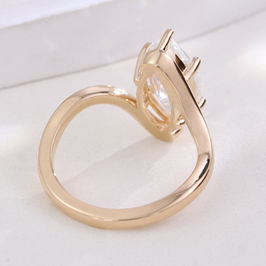 Bague de fiançailles classique en moissanite taille marquise 2,0 carats, or jaune 14 carats, solitaire bypass, bague de promesse, bijoux, cadeau pour femme - Product Image 4