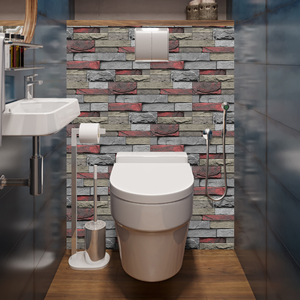 Adesivo da parete in marmo con mattoni di pietra rossa PVC facile da pulire impermeabile per la decorazione da parete del bagno della cucina - Product Image 5