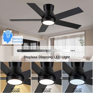Ventilatore da Soffitto Nero a Profilo Basso da 52 Pollici con Luce, Elegante Decorazione per la Casa - Product Image 5
