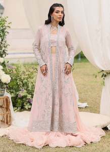 Vestidos de Recepción Pakistaníes para Boda, Corte A, Largos hasta el Suelo, 100% Seda Chifón, Estilo Moderno, con Perlas, Cristales, Borlas, Antiarrugas y Adornados con Cuentas - Product Image 2