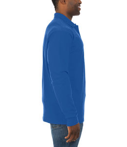 Polo décontracté à manches longues en coton bleu uni, coupe classique, pour t-shirt à manches longues, logo personnalisé, uniforme de travail, uni - Product Image 4