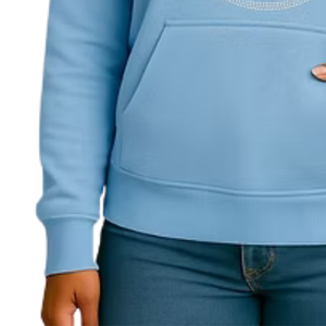 Sudadera con Capucha Azul Claro para Mujer, con Logotipo Redondo Brillante, Informal, de Manga Larga, para Uso Diario, Ropa Cómoda para el Estilo de Vida - Product Image 4