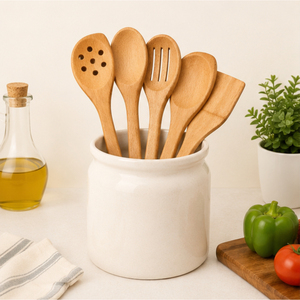 Ensemble de cuillères de cuisine en bois naturel vintage, spatule en bois écologique antiadhésive, ustensiles de cuisine en bois dur de qualité supérieure pour la cuisson - Product Image 2