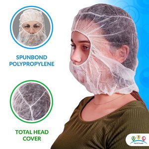 Lot de 100 casquettes à capuche en polypropylène blanc non tissé respirant jetable couvre-cheveux bouffants léger design unisexe pour la nourriture - Product Image 3