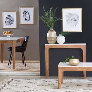 Table console Vandana Elara en bois de manguier et marbre - Product Image 1