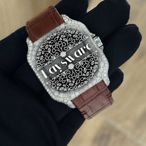 Reloj de Lujo Mecánico con Diamantes Moissanite, Números Romanos, Fecha Automática, Correa de Acero Inoxidable, Diseño Cuadrado Premium - Product Image 1