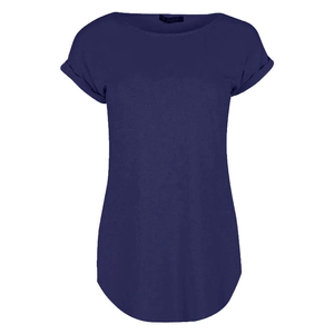 Camiseta de Verano Larga Informal para Mujer, Cuello Redondo, Manga Corta, Estilo Túnica, Ajuste Holgado, Color Sólido - Product Image 3
