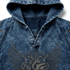 Gilet à capuche sans manches délavé à l'acide personnalisé pour homme, style streetwear moderne, avec finition vintage - Product Image 3