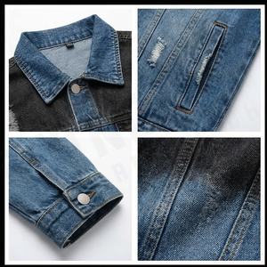 Veste denim personnalisable pour hommes avec rembourrage en coton tissu vintage respirant lavé vente en gros d'usine doux et confortable - Product Image 4